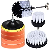 Kagni Kit de limpieza y pulido- 4 almohadillas de esponja de 125 mm para pulido exterior de coche- encerado y 3 cepillos…